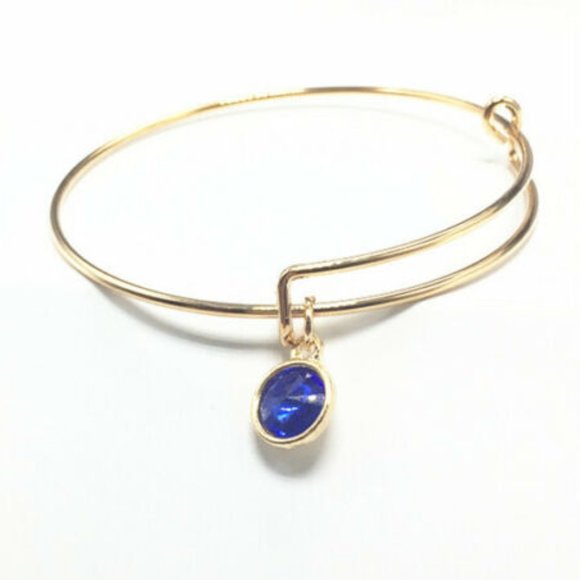 Jewelry - Wire Bangle Bracelet with Blue Charm
